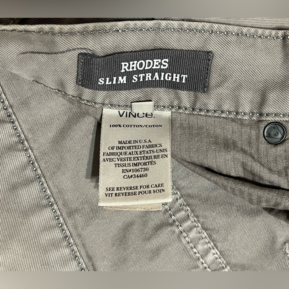 Vince Brand Men’s Rhodes Slim Straight Pewter 36x32 Pants - Picture 4 of 6